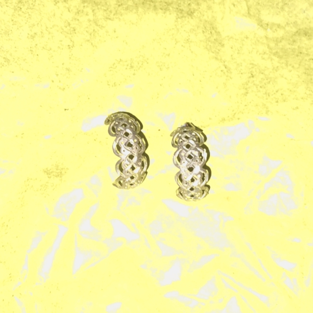 925 Silver half moon pierced earrings - Picture 3 of 5